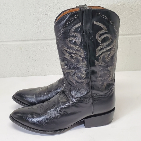 DAN POST Black Leather Mignon Corona Menโs 16 EW Western Cowboy Boots DP2110 - Picture 1 of 16